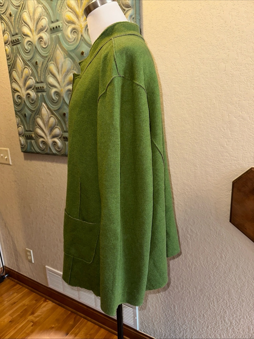 Eileen Fisher Woman Green Merino Wool Jacket 96% Wool Button Front Pockets 2X - Picture 4 of 11
